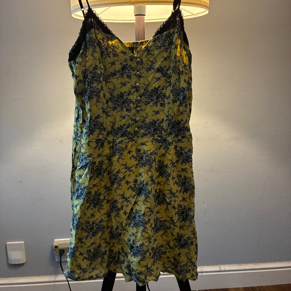 Very J vintage yellow blue floral mini dress
